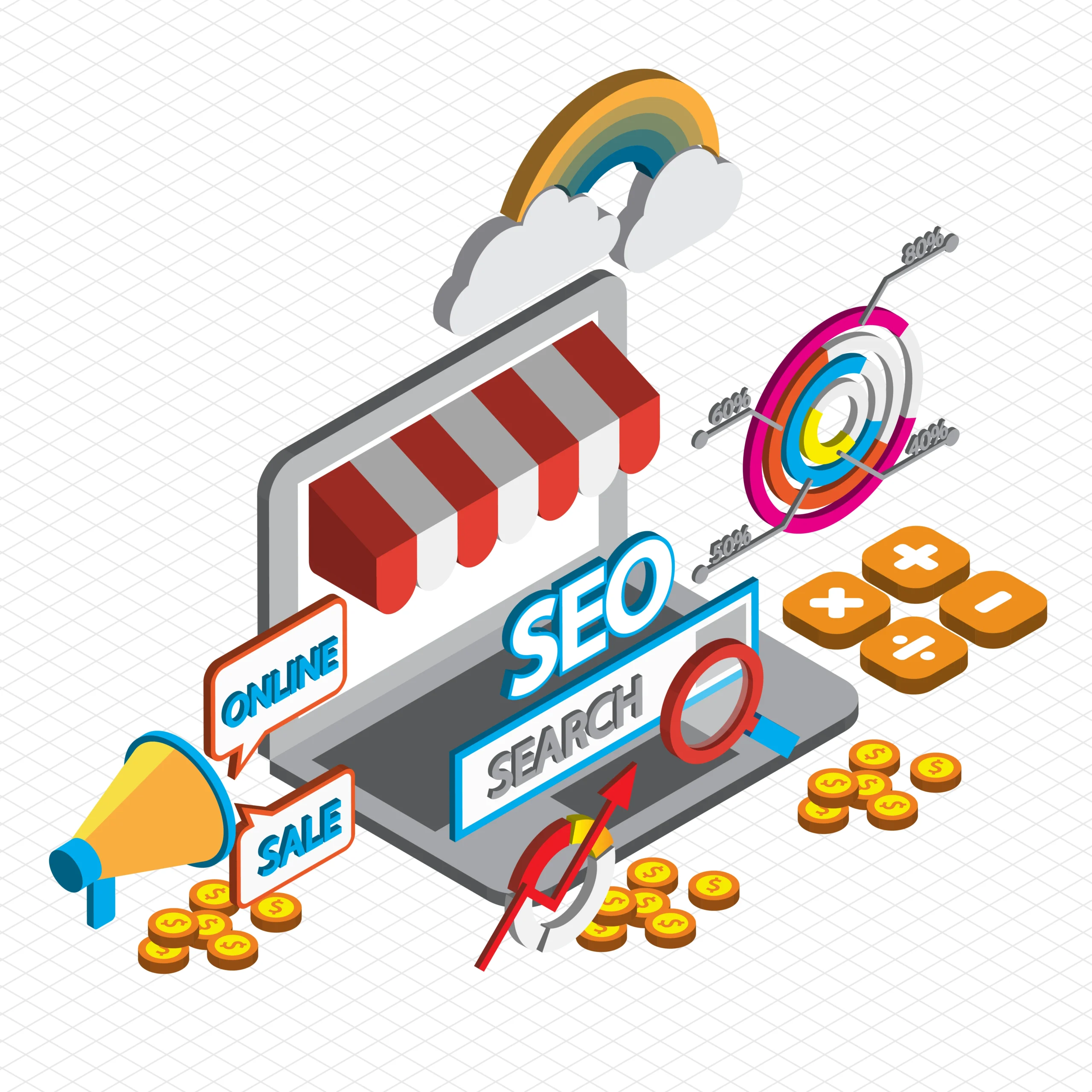 SEO and online marketing illustration